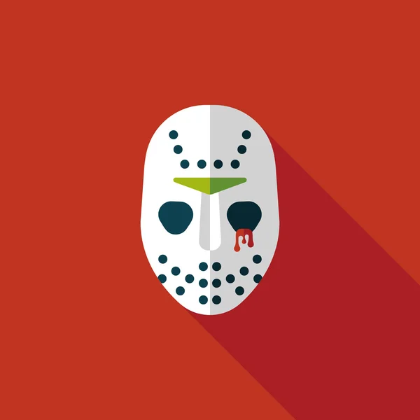 Máscara de Halloween ícone plano com sombra longa, eps10 — Vetor de Stock