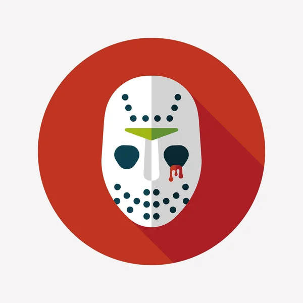 Máscara de Halloween ícone plano com sombra longa, eps10 — Vetor de Stock