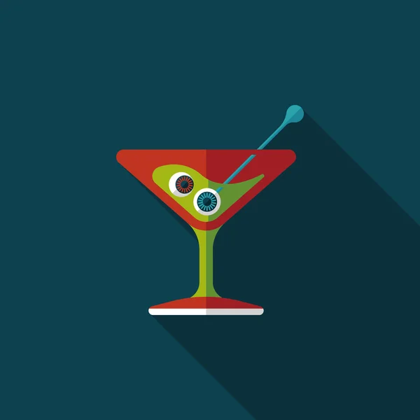 Halloween cocktail flat icon with long shadow, eps10 — стоковый вектор