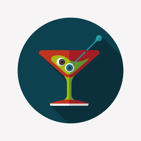 Halloween cocktail flat icon with long shadow, eps10 — стоковый вектор