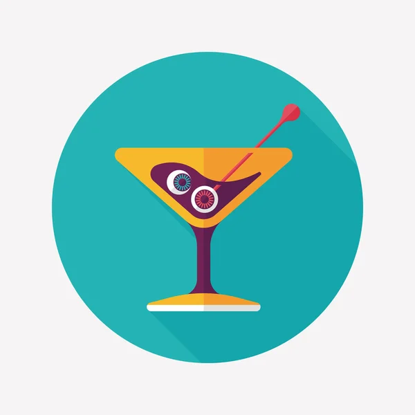 Halloween cocktail flat icon with long shadow, eps10 — стоковый вектор