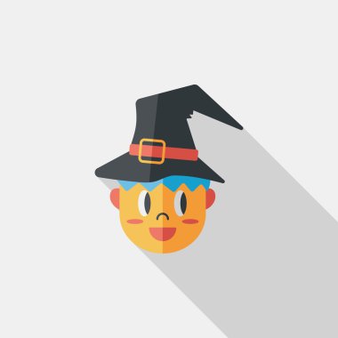 Sihirbaz düz simgesi ile uzun gölge, eps10