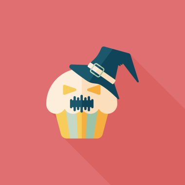 Hayalet uzun gölge, eps10 düz simgesi ile Halloween cupcakes