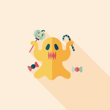 Ghost lapos ikon a hosszú árnyék, eps10