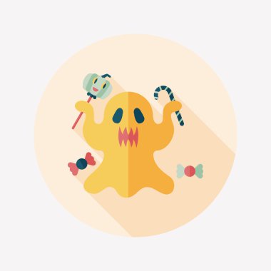 Ghost lapos ikon a hosszú árnyék, eps10