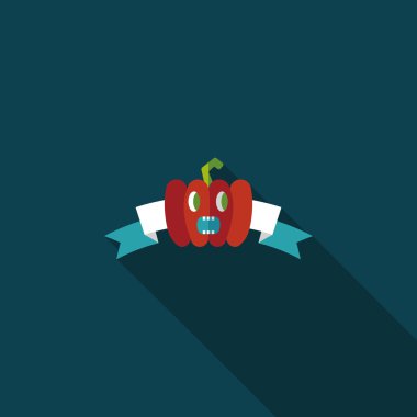 Halloween Parti bayrağı simgesi ile uzun gölge, eps10 daire