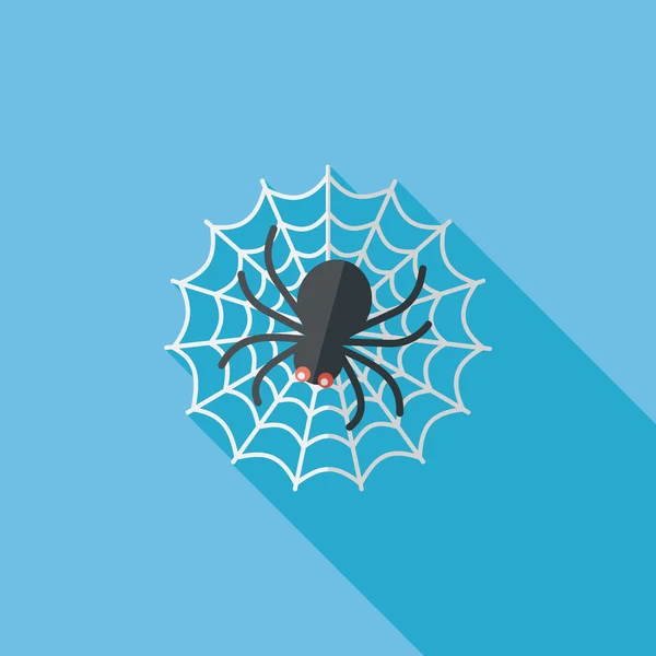 Halloween-Spinne flaches Symbol mit langem Schatten, Eps10 — Stockvektor