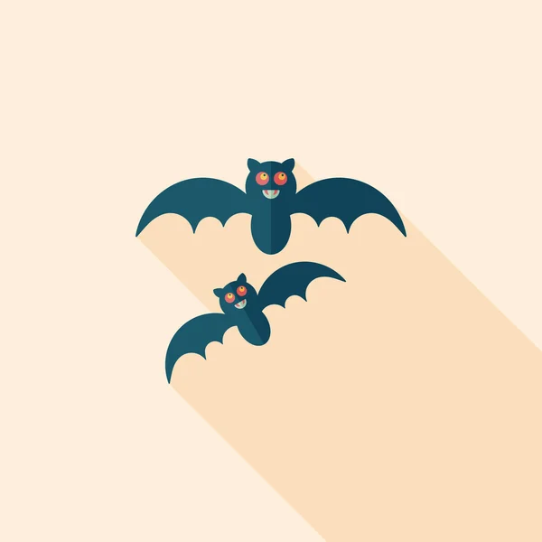 Halloween bat flat icon with long shadow, eps10 — стоковый вектор