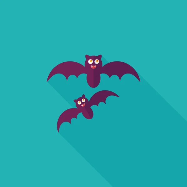 Halloween murciélago icono plano con sombra larga, eps10 — Vector de stock