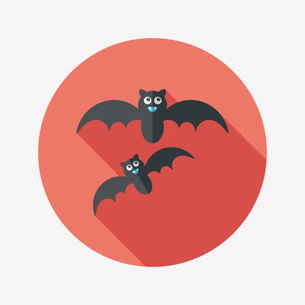 Halloween nietoperz płaskie ikona z długim cieniem, eps10 — Wektor stockowy