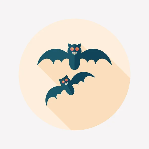 Halloween nietoperz płaskie ikona z długim cieniem, eps10 — Wektor stockowy