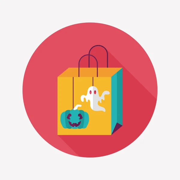 Halloween bolsa de compras icono plano con sombra larga, eps10 — Vector de stock