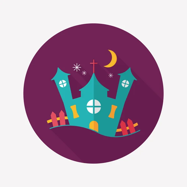 Halloween house flat icon with long shadow, eps10 — стоковый вектор