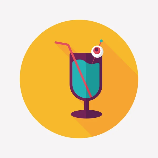 Halloween cocktail flat icon with long shadow, eps10 — стоковый вектор