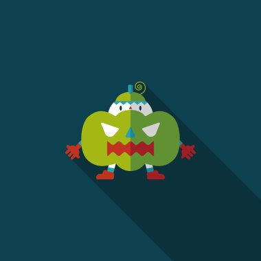 balkabağı kostümü düz simgesi ile uzun gölge, eps10