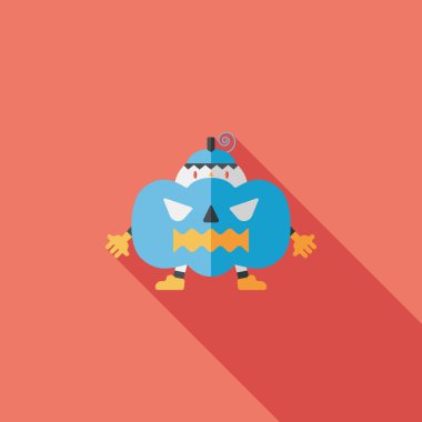 balkabağı kostümü düz simgesi ile uzun gölge, eps10