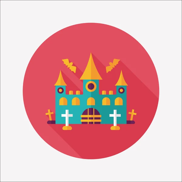 Halloween castle flat icon with long shadow, eps10 — стоковый вектор