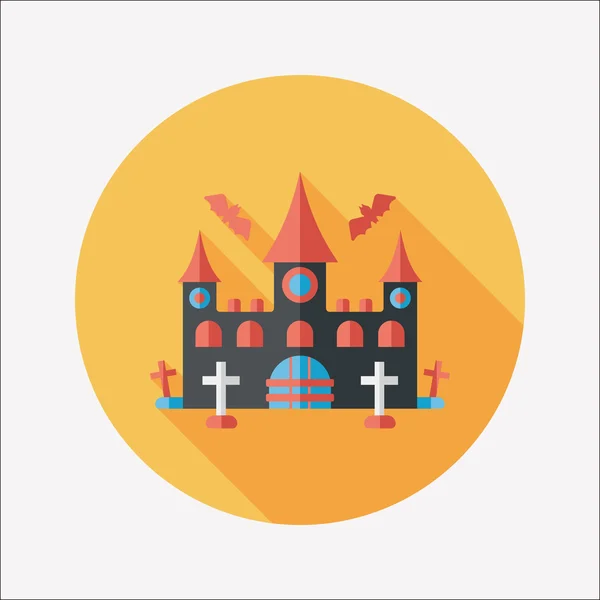 Halloween kasteel plat pictogram met lange schaduw, eps10 — Stockvector