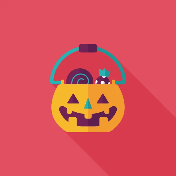 Halloween en forma de calabaza caja plana icono con sombra larga, eps10 — Vector de stock