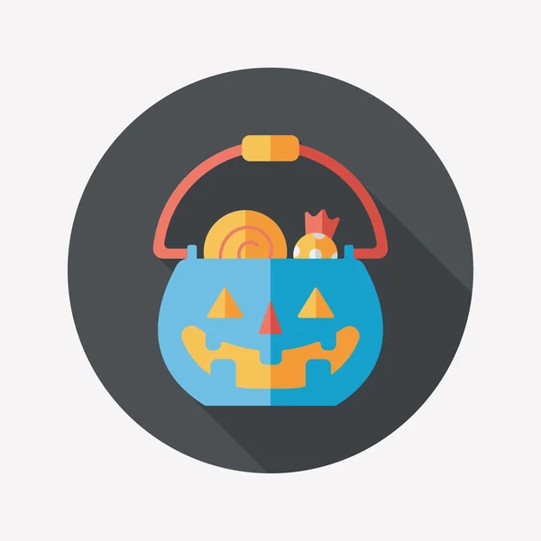 Halloween pumpkin shaped box flat icon with long shadow, eps10 — Stock Vector