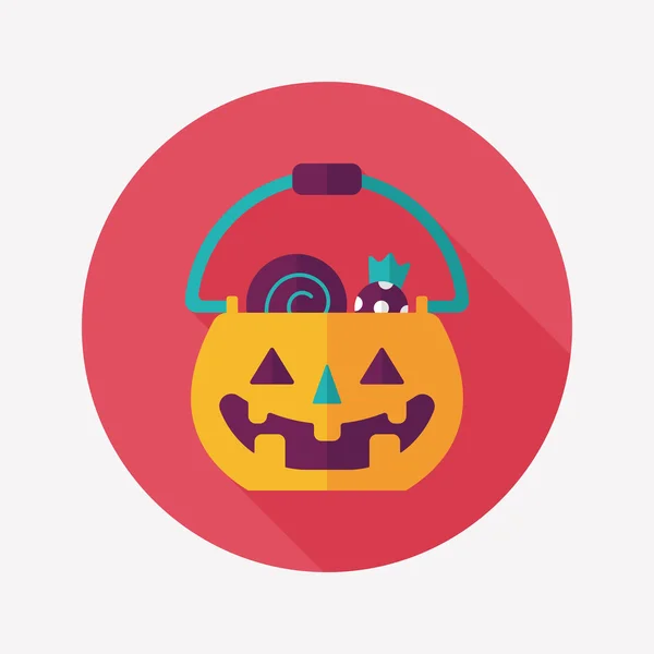 Halloween abóbora em forma de ícone de caixa plana com sombra longa, eps10 — Vetor de Stock