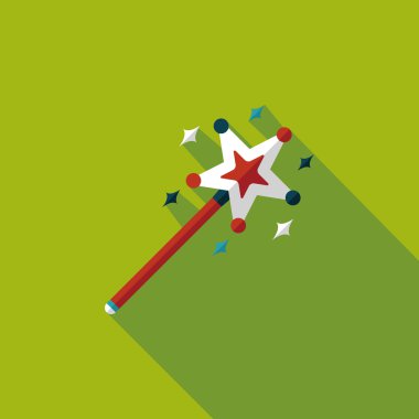 sihirli değnek düz simgesi ile uzun gölge, eps10