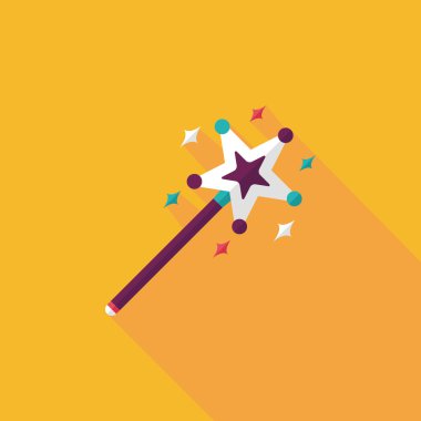 sihirli değnek düz simgesi ile uzun gölge, eps10