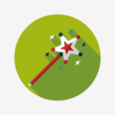 sihirli değnek düz simgesi ile uzun gölge, eps10