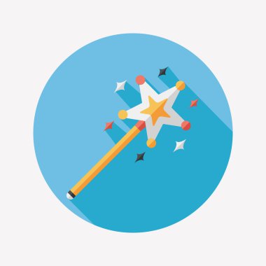 sihirli değnek düz simgesi ile uzun gölge, eps10