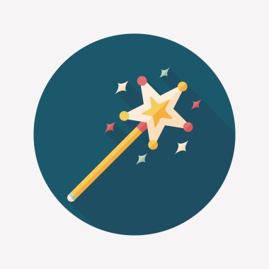 sihirli değnek düz simgesi ile uzun gölge, eps10