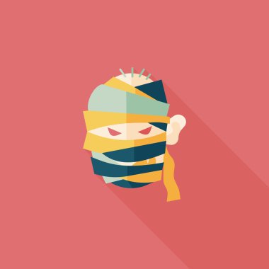 Cadılar Bayramı mumya düz simgesi ile uzun gölge, eps10