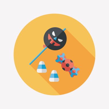 Cadılar bayramı şekeri düz simgesi ile uzun gölge, eps10