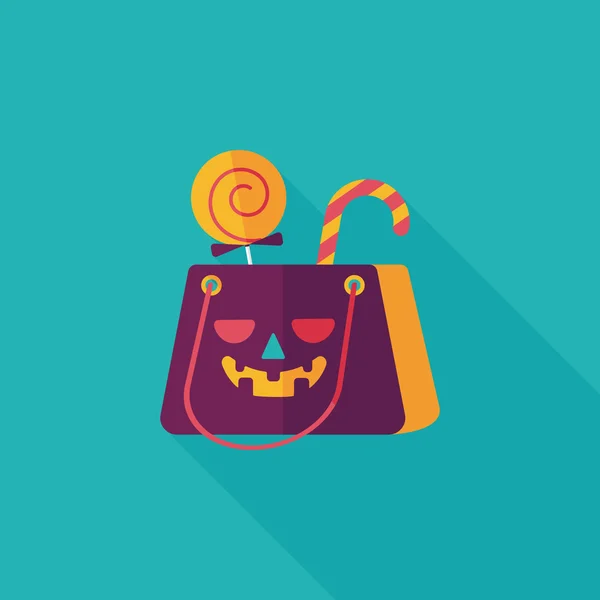 Halloween ícone saco de compras plana com sombra longa, eps10 — Vetor de Stock