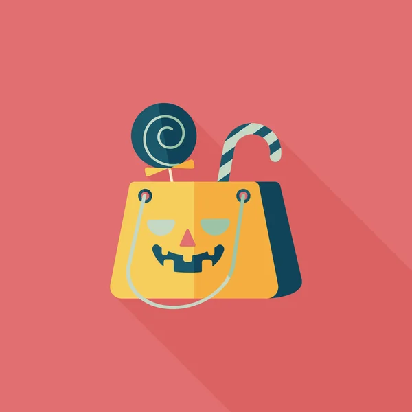 Halloween shopping bag flat icon with long shadow, eps10 — стоковый вектор