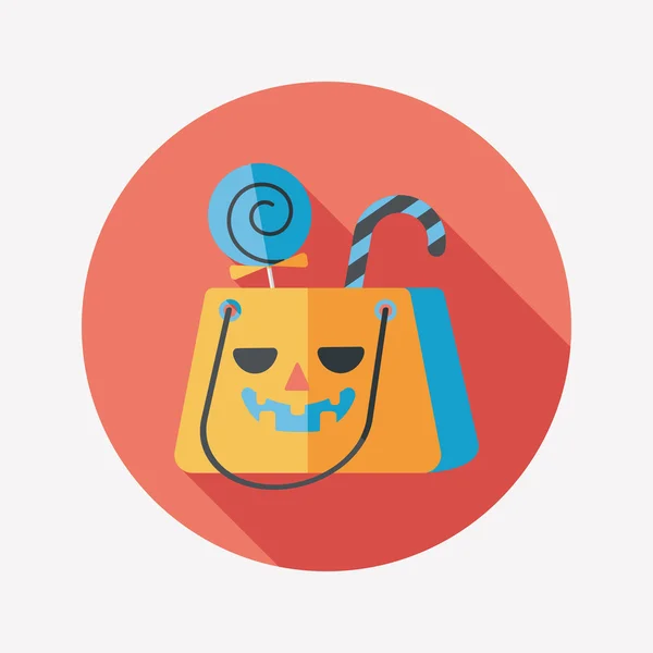 Halloween Nákupní taška plochá ikona s dlouhý stín, eps10 — Stockový vektor