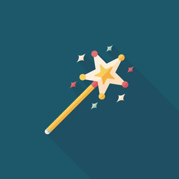 Magic wand flat icon with long shadow, eps10 — стоковый вектор