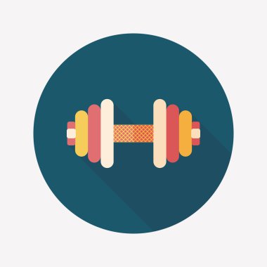 Dumbbell düz simgesi ile uzun gölge, eps10