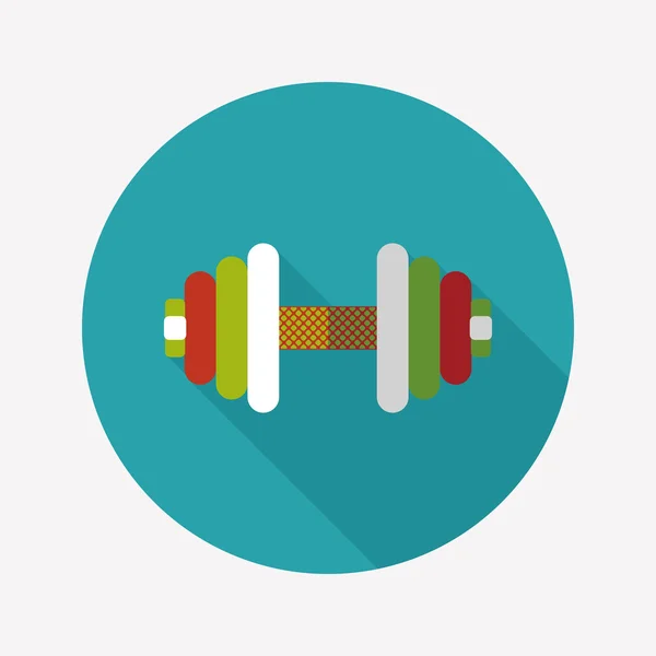 Dumbbell flat icon with long shadow, eps10 — стоковый вектор