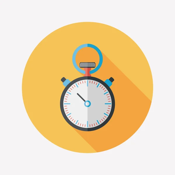 Stopwatch flat icon with long shadow, eps10 — стоковый вектор