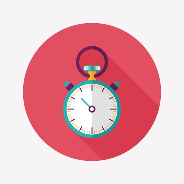 Stopwatch flat icon with long shadow, eps10 — стоковый вектор