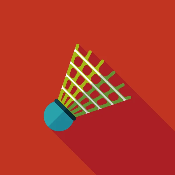Badminton balle icône plate avec ombre longue, eps10 — Image vectorielle