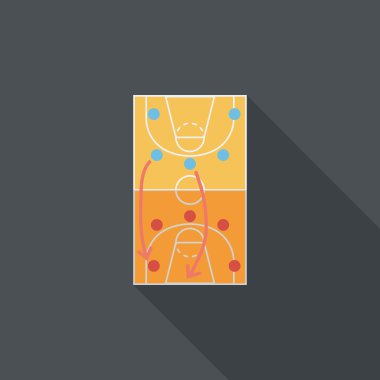 Uzun Gölge, eps10 ile basketbol Strateji Kurulu düz simgesi