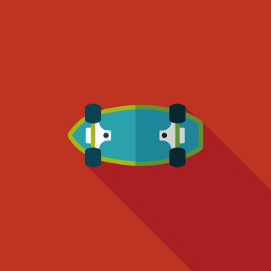 kaykay düz simgesi ile uzun gölge, eps10