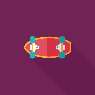 kaykay düz simgesi ile uzun gölge, eps10