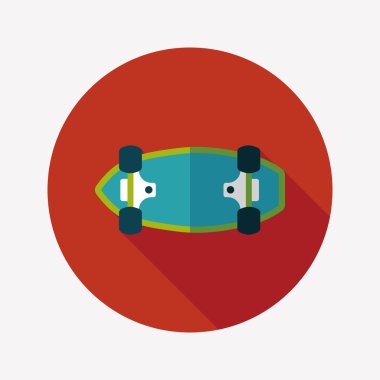 kaykay düz simgesi ile uzun gölge, eps10