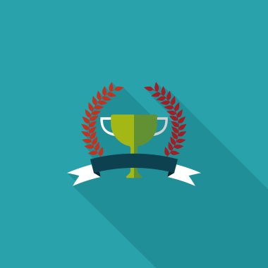 Kupa bardak ve defne uzun gölge, eps10 düz simgesi