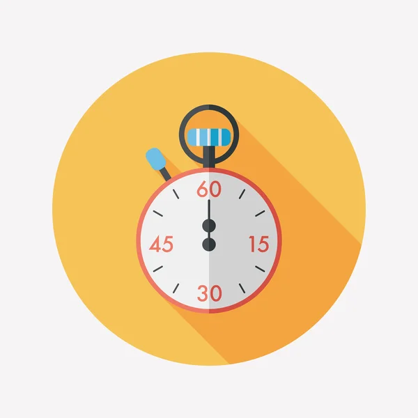 Stopwatch platte pictogram met lange schaduw, eps10 — Stockvector