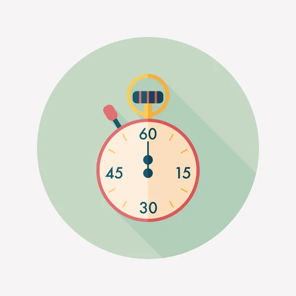 Stopwatch flat icon with long shadow, eps10 — стоковый вектор