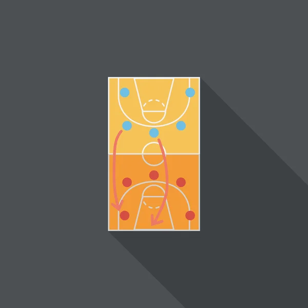 Uzun Gölge, eps10 ile basketbol Strateji Kurulu düz simgesi — Stok Vektör