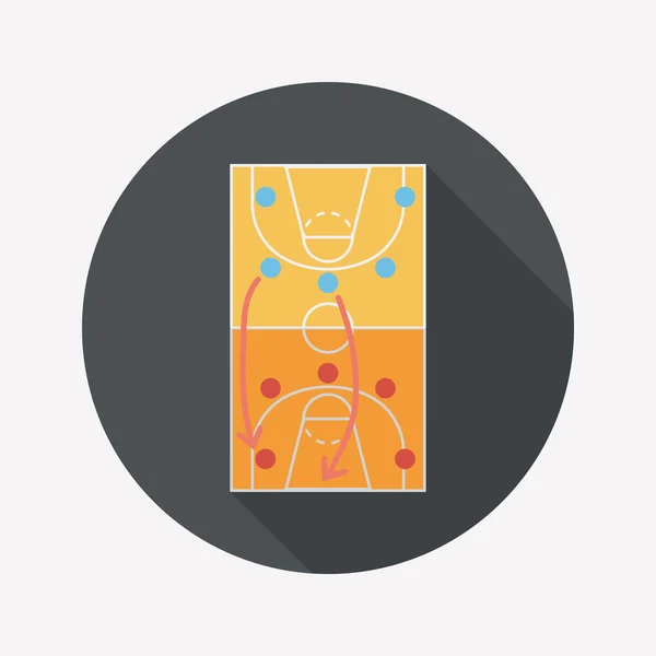 Basketballstrategiebrett flache Ikone mit langem Schatten, Eps10 — Stockvektor